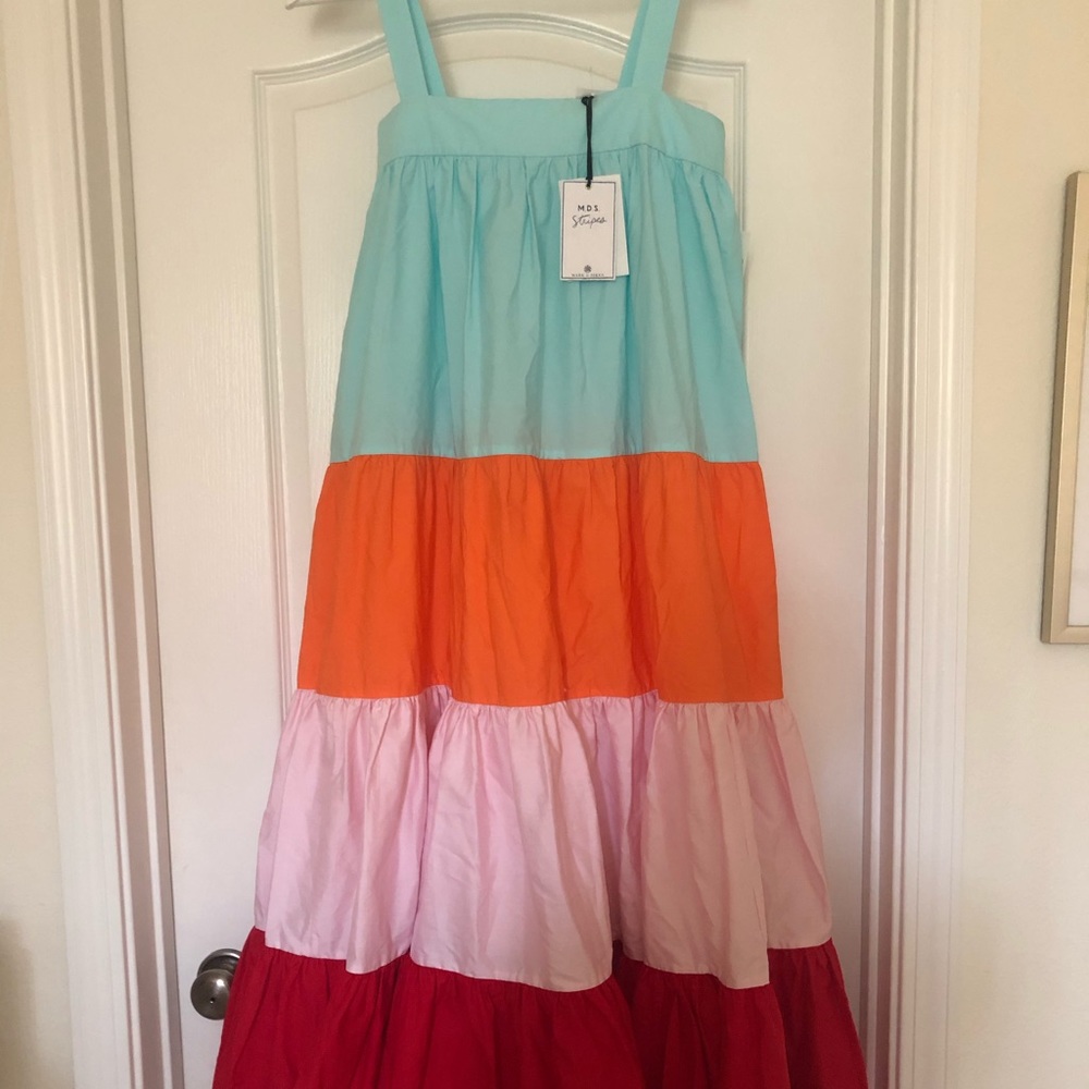 MDS Stripes Wyatt Colorblock Tiered Maxi Dress, 2
